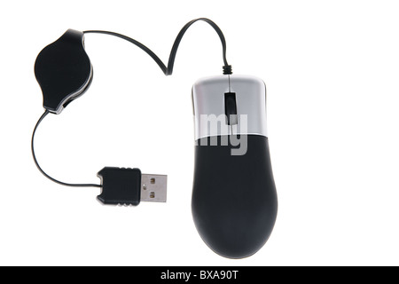 Black mobile computer mouse isolated on white background Stock Photo