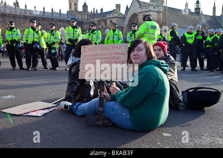 Students protesting against Tuition Fees, Parliament Square, London Stock Photo