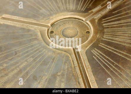 Close up of the triangulation point on the sumit of Snowdon mountain Stock Photo