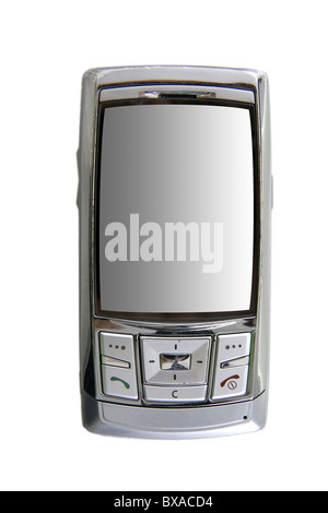 silver mobile phone isolated on white background Stock Photo