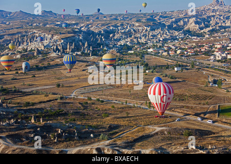 Aerial photo of Hot air balloons over Goreme National Park, Fairy chimneys landscape  Cappadocia Anatolia Turkey 101965 Turkey Stock Photo