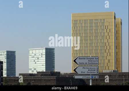 The ensemble of buildings of the EU on the Kirchberg Plateau in Luxembourg Stock Photo