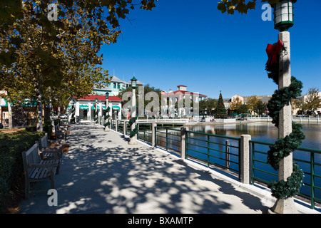 The downtown waterfront in the Disney purpose built township of Celebration, Kissimmee, Orlando, Florida, USA Stock Photo