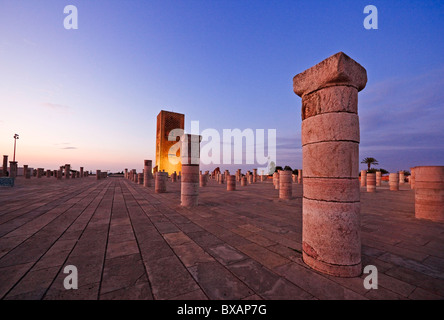 the Hassan Tower and unfinished mosque in Rabat Stock Photo