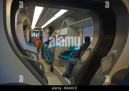 Interior of a Trenitalia Train in Sicily Italy Europe Stock Photo