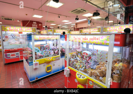 Empty amusement arcade in Akihabara at night, Tokyo, Japan Stock Photo