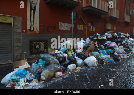 Rubbish left uncollected because of strike central Naples Campania Italy Europe Stock Photo