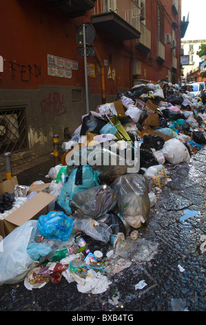 Rubbish left uncollected because of strike central Naples Campania Italy Europe Stock Photo