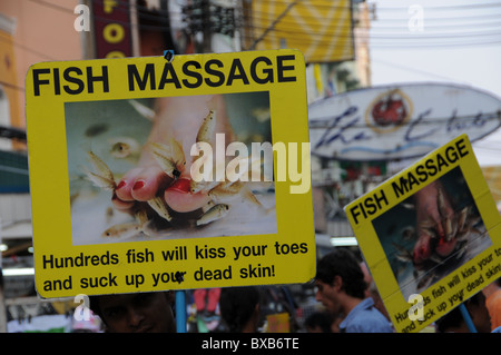 Billboard promote Fish Massage in Bangkok Stock Photo