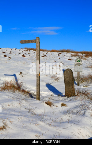 Deep snow on the Pennine Way near Buckstones, Marsden Moor on the Yorkshire Lancashire border, England, UK. Stock Photo