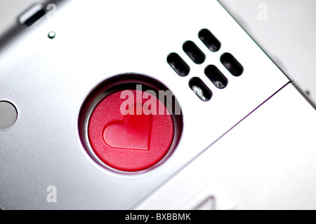 Mobile phone for senior citizens, Emporia Life Plus, emergency call button, a red heart on the back Stock Photo