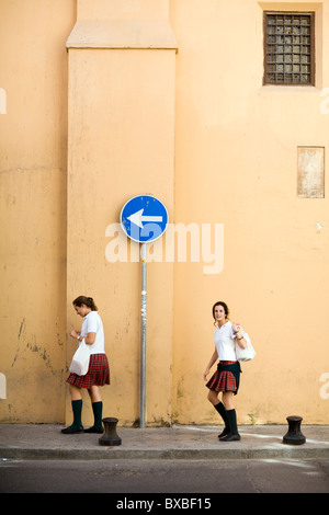Two schoolgirls, Seville, Spain Stock Photo
