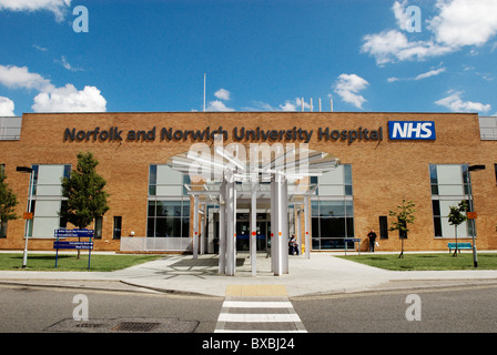 Refurbished main entrance to Norfolk and Norwich University hospital Norwich Norfolk UK Stock Photo