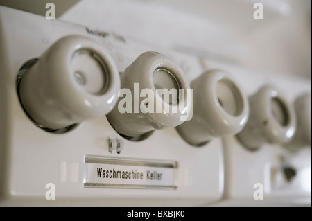 Electrical installation with old screw-in fuses, Switzerland, Europe Stock Photo