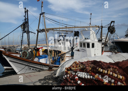 Fishing trawler in the port of Javea on the Costa Blanca Stock Photo