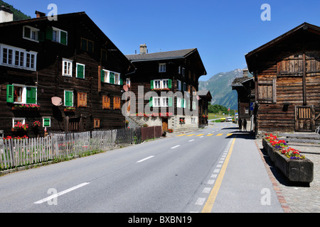 Typical alpine village of Ulrichen in the Upper Valais, Canton of Valais, Switzerland, Europe Stock Photo