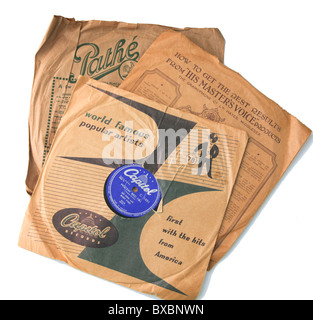 Vintage long playing records of the 40's and 50's Stock Photo