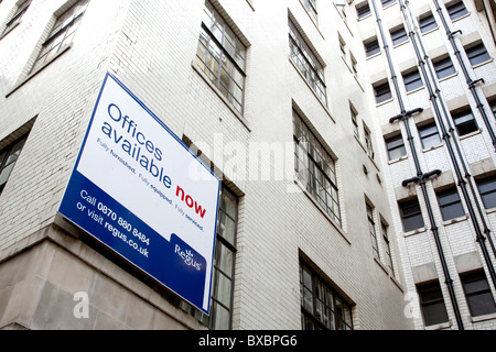 Sign, offices to let, offices for sale, in the financial district in London, England, United Kingdom, Europe Stock Photo