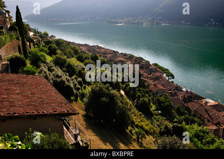 Morcote situated on Lago di Lugano, Lake Lugano, Canton of Ticino, Switzerland, Europe