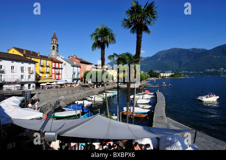 Ascona on Lago Maggiore, Lake Maggiore, Canton of Ticino, Switzerland, Europe Stock Photo