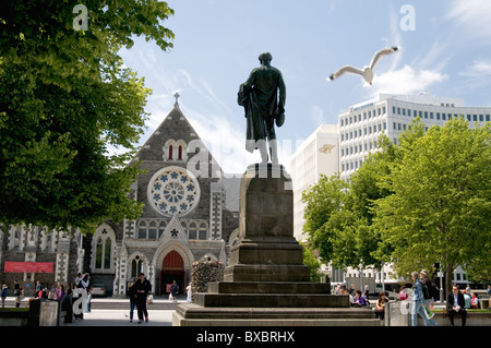 Cathedral Square in Christchurch, New Zealand, before the devastating February 2011 earthquake. Stock Photo