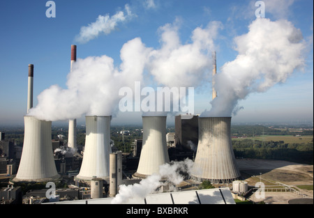 Coal fired power plant Scholven, of EON industries, cooling towers,   in Gelsenkirchen, Germany. Stock Photo