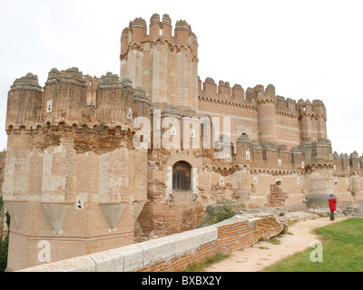 Gothic 'Mudejar' red-brich castle, Coca, Spain. Stock Photo