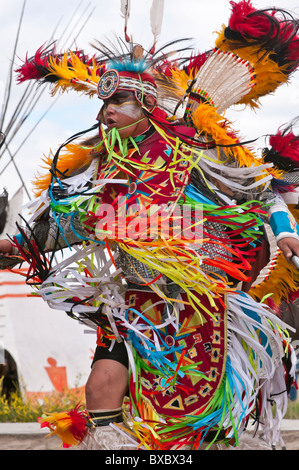 Men's fancy dance, Pow-wow, Blackfoot Crossing, Alberta, Canada Stock Photo