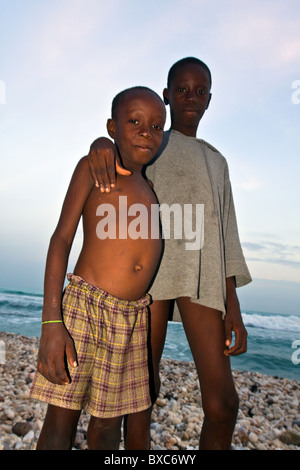 Haiti, Sud Province, Jacmel. Local boys. Stock Photo