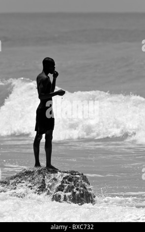 Haiti, Sud Province, Jacmel, local fisherman. Stock Photo