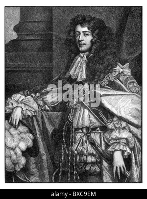 Portrait of James Scott, 1st Duke of Monmouth; Black and White Illustration; Stock Photo