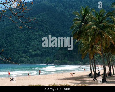 Maracas Bay - one of the nicest and most popular beaches in Trinidad- Trinidad + Tobago Stock Photo