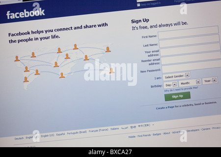 Facebook sign up page Stock Photo - Alamy