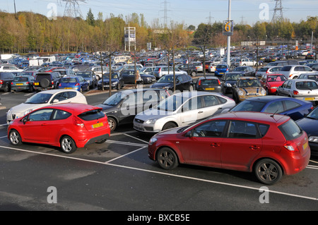 Packed shoppers free car parking bays outside the Lakeside indoor shopping malls complex at West Thurrock Essex England UK Stock Photo