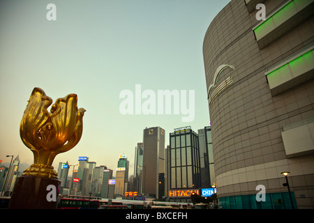 Golden Bauhinia The Bauhinia flower is Hong Kong's emblem. Which is why the Chinese Government gifted Hong Kong with this Gold Stock Photo