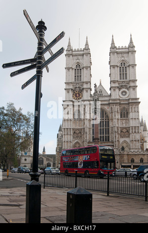 The Great West Door and Towers,Westminster Abbey, as seen from Tothill Street London England UK Stock Photo