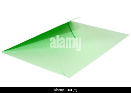 Green blank envelope isolated on white background Stock Photo