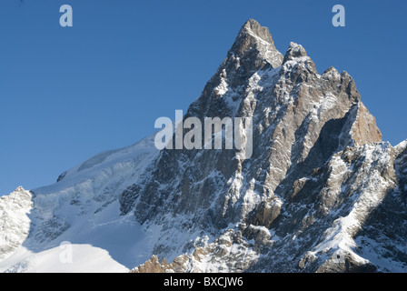 Almost 4000 m high summit of La Meije in La Grave, French Alps. Stock Photo