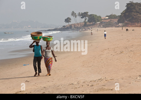 Fishing beaches of Sierra Leone's capital city, Freetown, along the Atlantic Ocean. Stock Photo