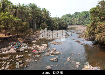 The Sierra Leone River runs through the town of Port Loko, Sierra Leone, West Africa. Stock Photo