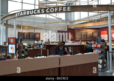 Starbucks coffee shop in airport, at Washington Dulles International Airport, DC, USA Stock Photo