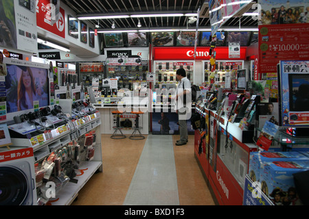 Sony and Canon cameras for sale in Bic Camera store in Tokyo Japan 2010 Stock Photo