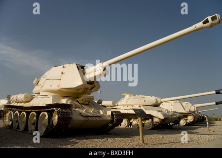 T-100 Self Propelled Gun captured from the Eygptians in the Six Day War at the Israeli Armored Corps Museum at Latrun, Israel Stock Photo