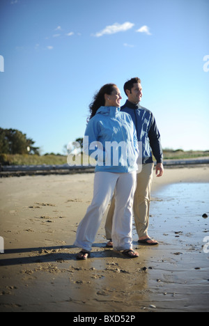 Maine Beach Couple Stock Photo - Alamy