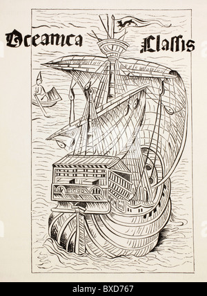 Spanish caravel of the 15th or 16th century of a type possibly used by Columbus on one of his voyages to the Americas. Stock Photo