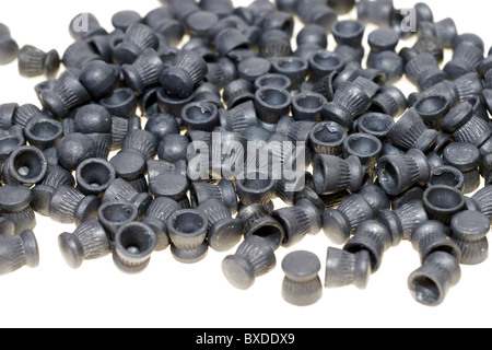 Heap of lead ammunition isolated on white Stock Photo