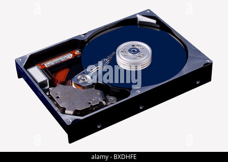 A open HDD Harddisk Drive. Isolated on white background Stock Photo