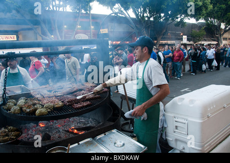 San Luis Obispo downtown has old fashion features and a Farmers Market on Thursday nights with bbq, bar-b-que, outdoor vendors. Stock Photo