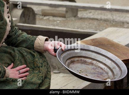 Gold panning demonstration in Barkerville Historic Town, British Columbia, Canada Stock Photo