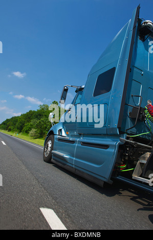 Transport truck on highway Stock Photo